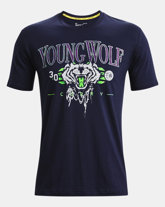 Men's Curry Young Wolf Short Sleeve, Navy, pdpMainDesktop image number 4